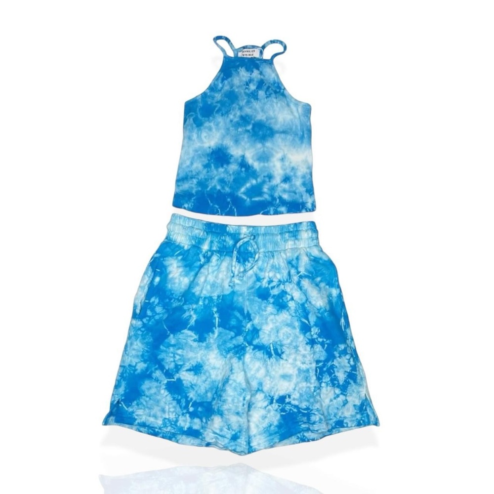 FRANKIES BIKINIS Set Sebastian Tank & Burl Sweatshorts, Ocean Tie Dye, Medium - Picture 10 of 12